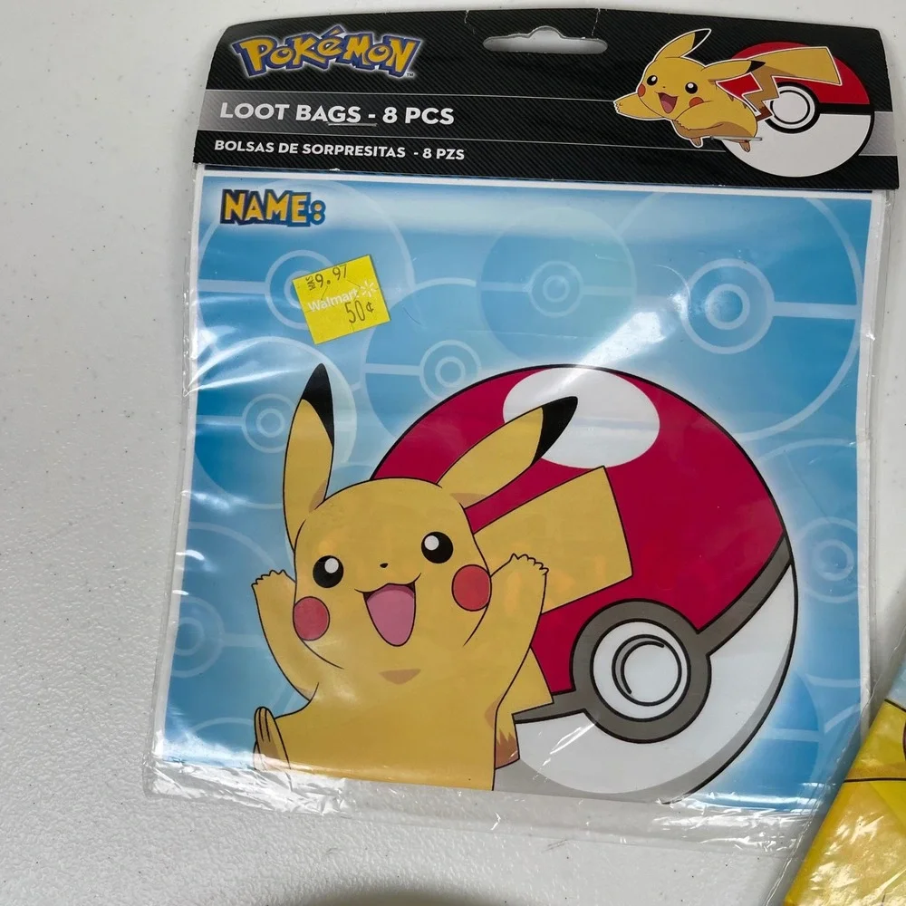 Pokemon Core Party Supplies Plates Loot Bags‎ Tablecover Pikachu Rowlet 2017